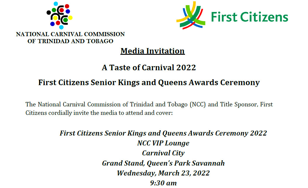 Media Invite - First Citizens Senior Kings and Queens Awards Ceremony