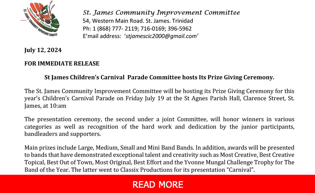 St James Children’s Carnival Parade Committee hosts Its Prize Giving Ceremony