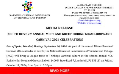 NCC TO HOST 2nd ANNUAL MEET AND GREET DURING MIAMI-BROWARD CARNIVAL 2024 CELEBRATIONS